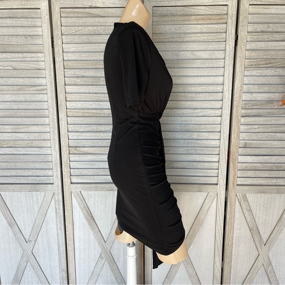 INA BLACK DRESS WITH SIDE RUCHING AND TIE DETAIL - Picture 9 of 14